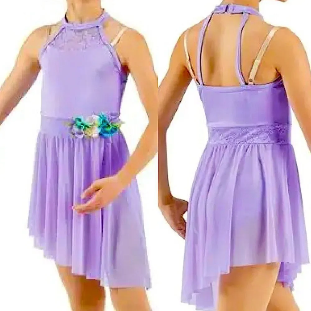 WEISSMAN Dance costume lavender purple dress DANCING ON MY OWN 12136 MC 10/12
